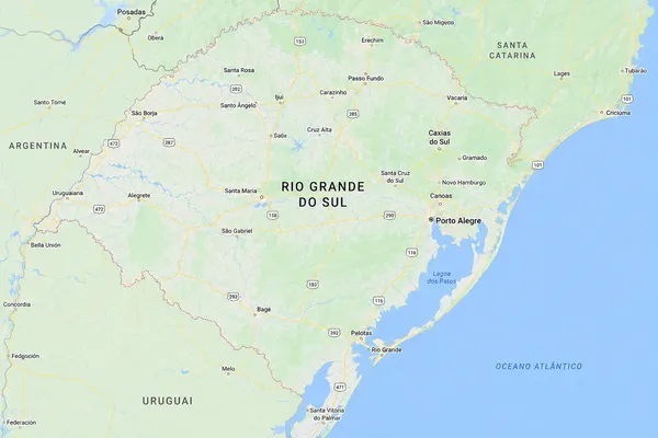 Mapa do Rio Grande do Sul com destaque para Porto Alegre